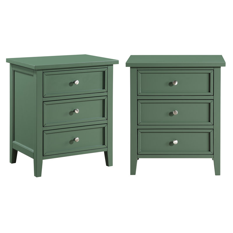 Ainis 3-drawer Nightstand - Set of 2, Green
