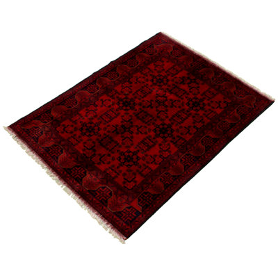 Deri One-of-a-Kind 4'10" X 6'2" New Age Wool Area Rug in Dark Red