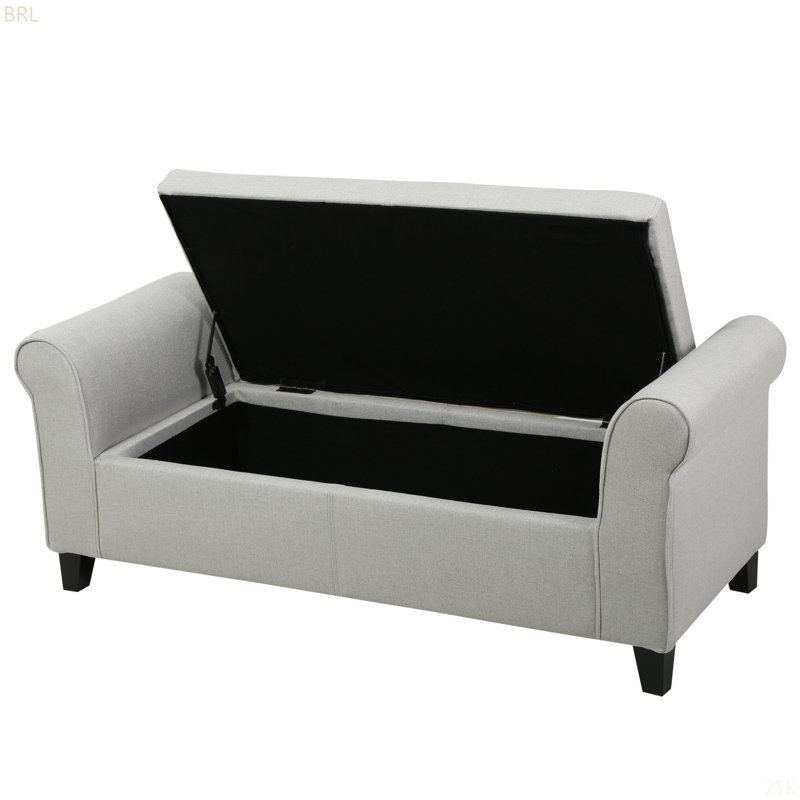 HAYES ARMED STORAGE BENCH, Light Grey