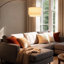 Lampe sur pied moderne avec double abat-jour blanc, base ronde en marbre, 81 po