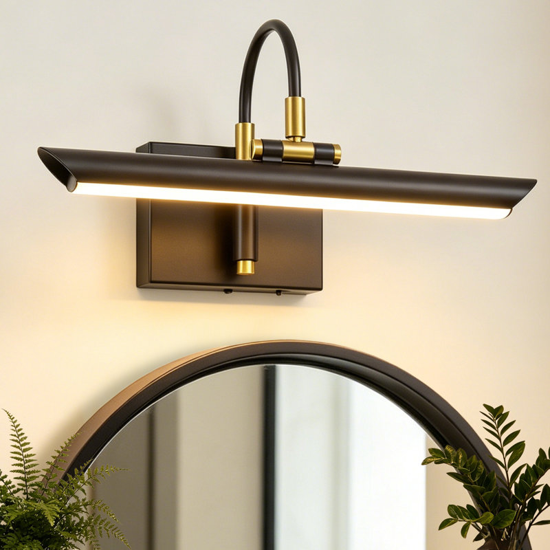 Dimmable Black Gold LED Wall Sconce Rotatable Metal Vanity Light, Black/Gold