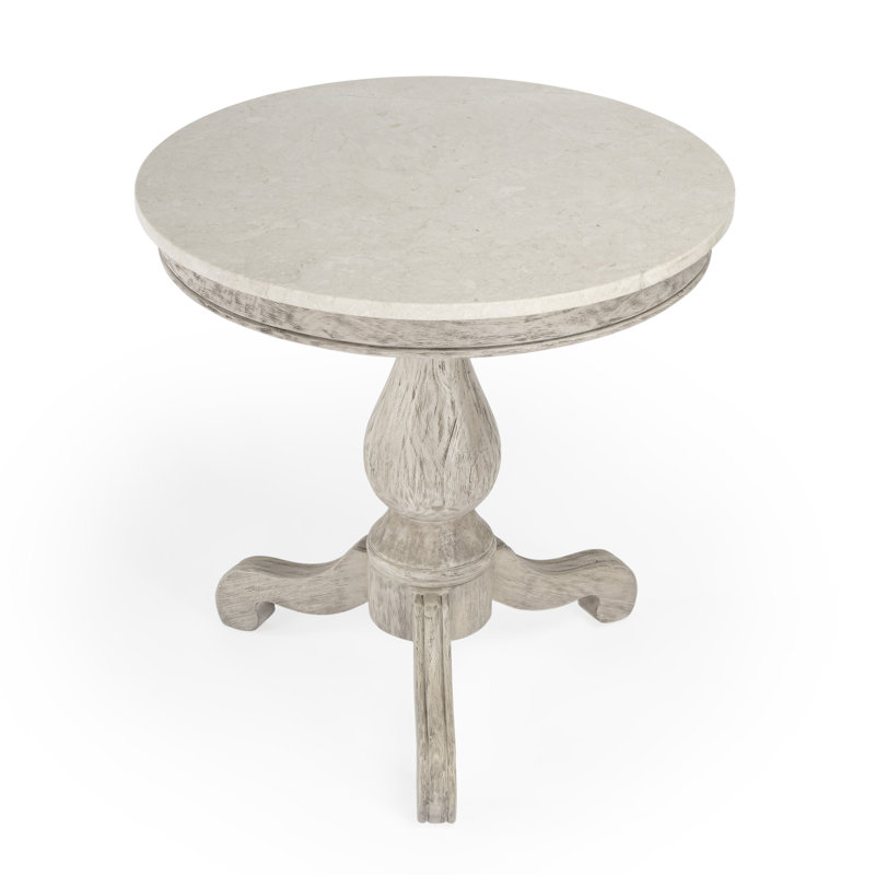 Danielle Marble 24" Pedestal Side Table, Rustic Gray
