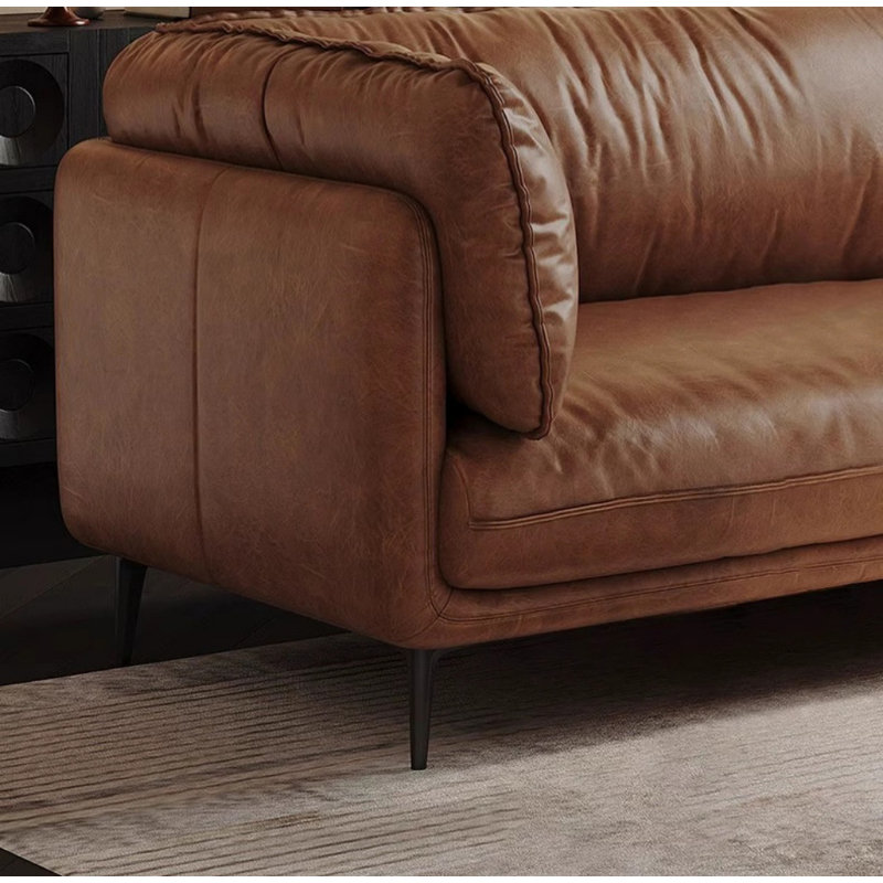 Oil Wax Retro Sofa, 30.71" H x 118.11" W x 40.16" D