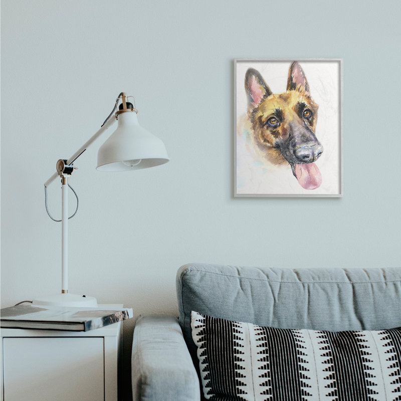 Portrait d'un berger allemand, H 20 po x l 16 po, Estampe numérique Farmhouse