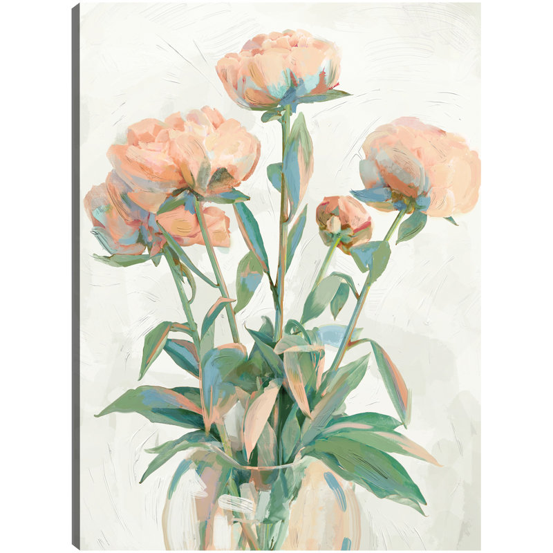 Peach Peonies 30x40 Canvas Art Print