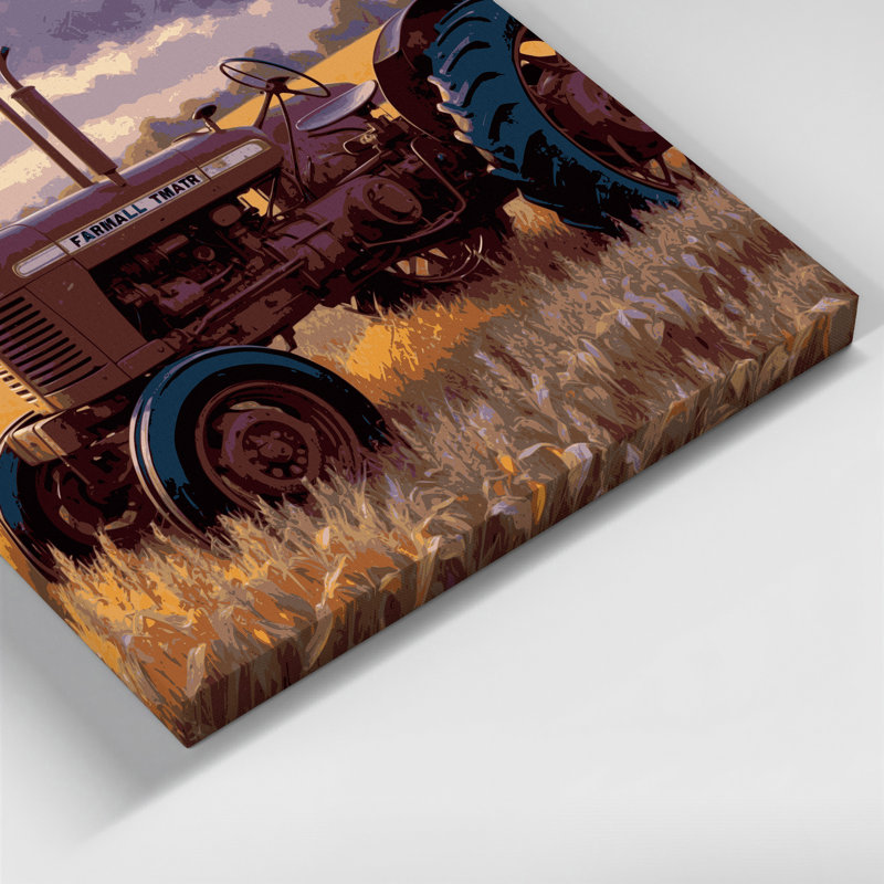 «Farm Vintage Tractors», art mural sur toile brune, H 12 po x l 12 po
