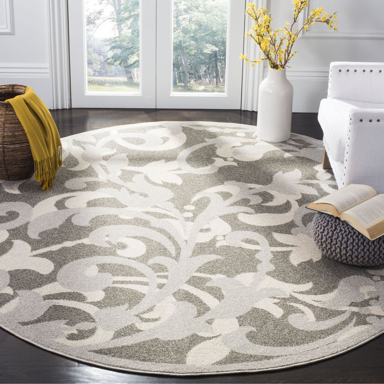 Ammundsen Floral Grey/Light Grey Area Rug