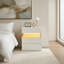 Commode à 3 tiroirs à DEL pour tables de bout de chambre à coucher avec tableau en acrylique Tables de chevet à DEL pour meubles de chevet (blanc)-1336712919