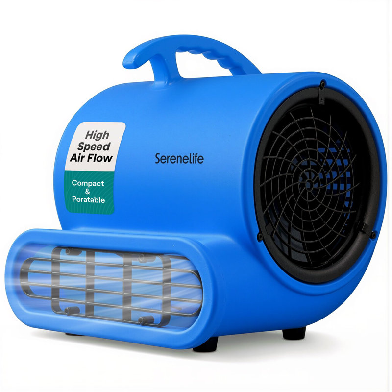SereneLife Air Mover, 3-Speed Blower Fan with Adjustable Angle,2500 CFM Airflow, Portable Dryer for Ventilation, Circulation, and Drying in Homes, Garages, and Worksites, Blue