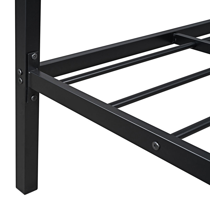 Full Size Metal Platform Bed with Two Drawers, Twin, Black