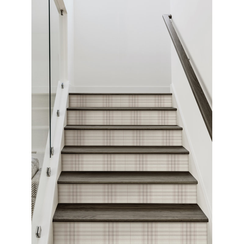 Élévateur d'escalier confortable en vinyle à carreaux pelez et collez, 7" H x 48" W, Blanc cassé