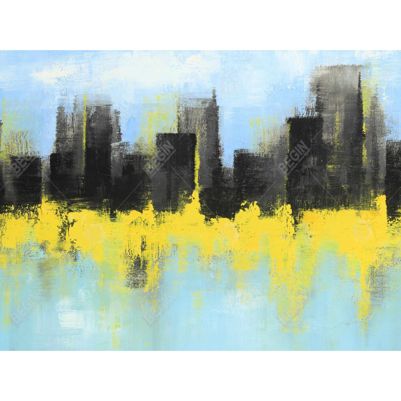 City par sponge technique - Art sur toile pour la décoration intérieure