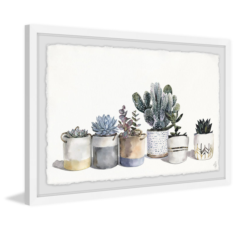 « pots of pricklies », reproduction encadrée, H 30 po x l 45 po x P 1,5 po