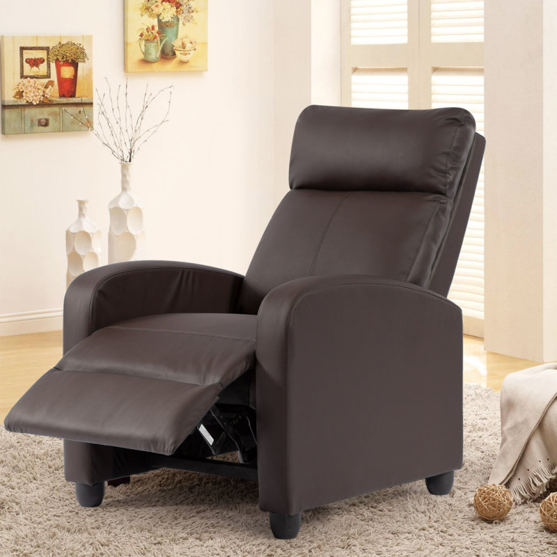 Fauteuil inclinable inclinable en cuir synthétique avec repose-pieds et télécommande pour repose-pieds