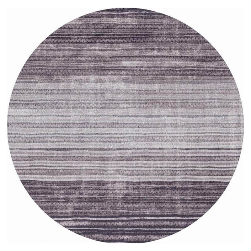 Tapis gris clair / gris foncé en polyester fabriqué à la machine Deboah, Rond 7 pi 7 po