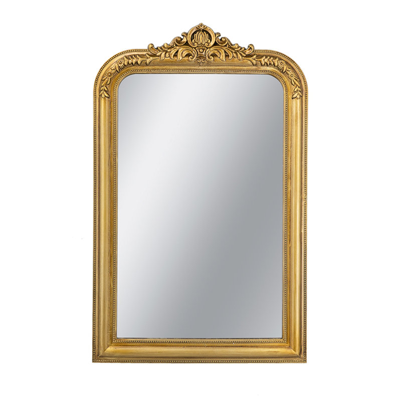 Miroir mural décoratif arqué avec motif de crête ornée