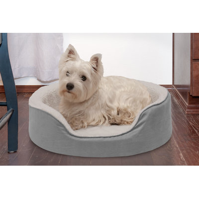 Faux Sherpa & Suede Oval Dog Bed