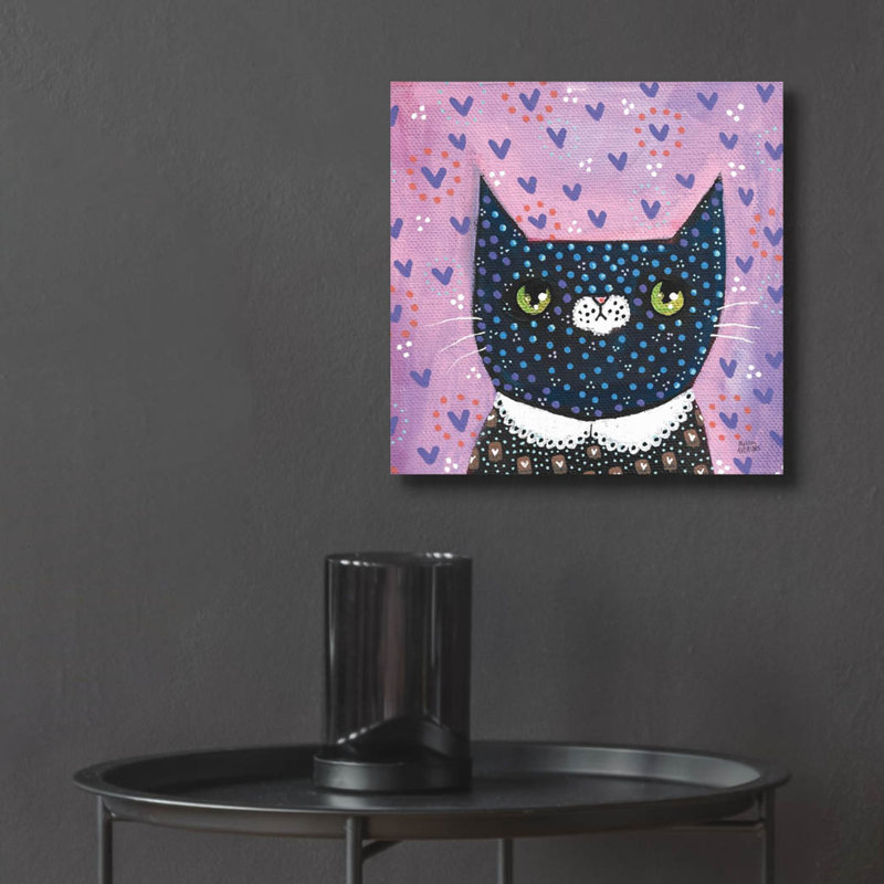 «Kooky Cat 1» par Melissa Averinos, art mural en verre acrylique, H 12 po x l 12 po x P 0,13 cm