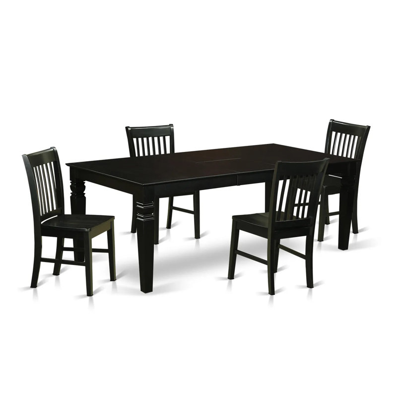 Ensemble de salle à manger Beesley, Blanc lin, 5 (1 table + 4 chaises)
