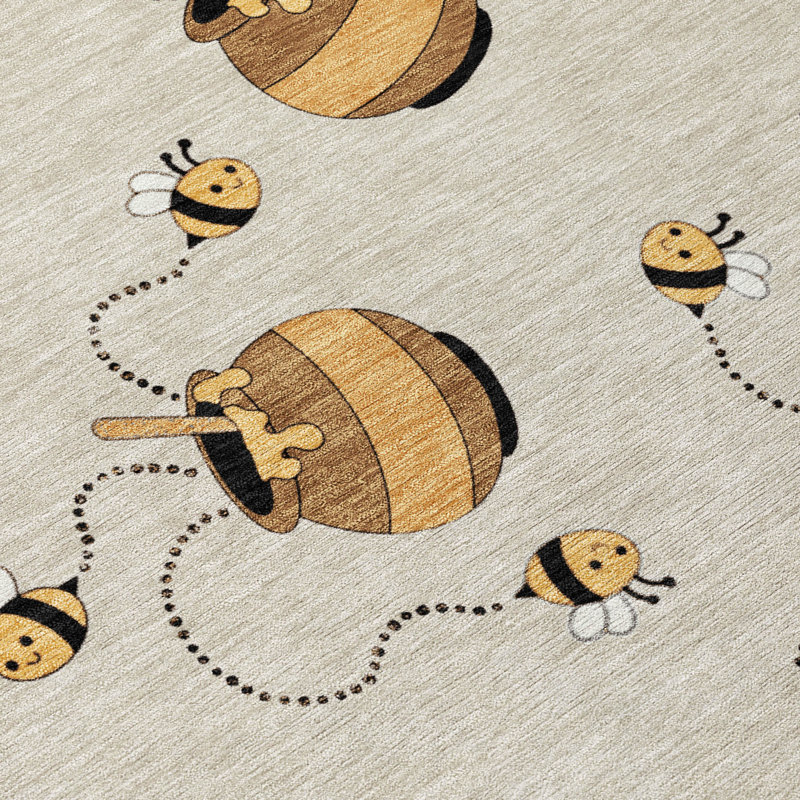 Machine Washable Indoor/Outdoor Chantille ACN2650 Kids Rug, Beige, 10' x 14'