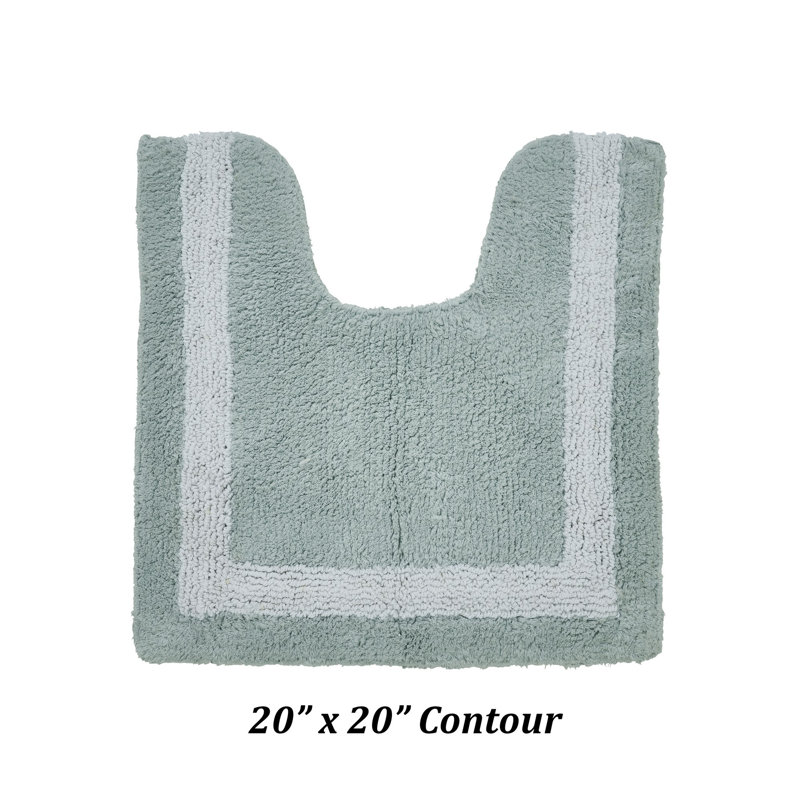 Tapis pour salle de bain Widman, Contour 20 po x 20 po, Bleu / blanc