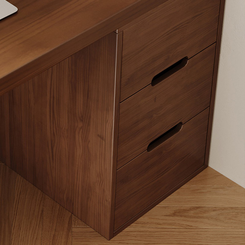 Bureau rectangulaire à 3 tiroirs en bois massif brun noisette, H 29,5 po x l 86,6 po x P 23,6 po