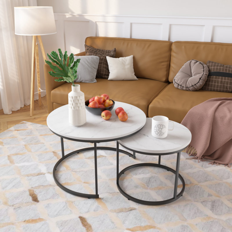 Ensemble de 2 tables basses gigognes, Blanc