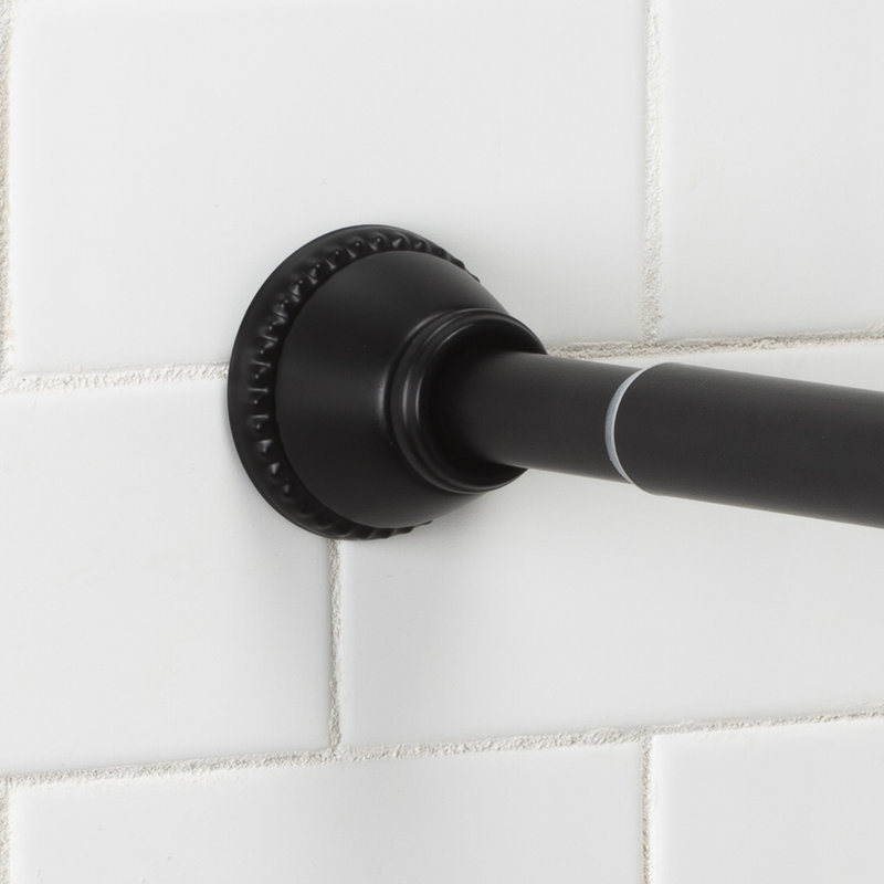 Matte Black Adjustable Tension Shower Curtain Rod, 42"-72"