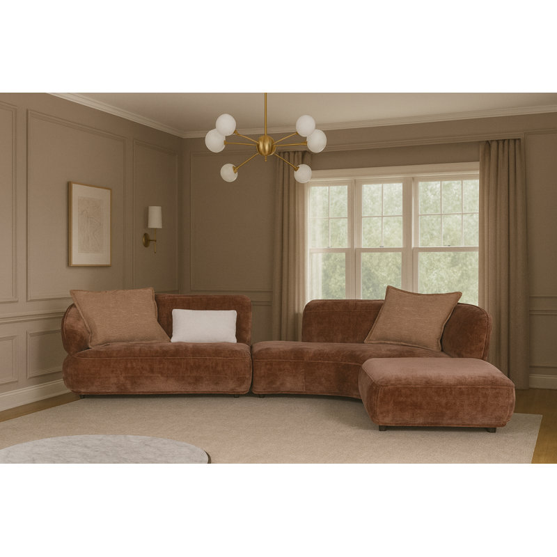 Mocha Cloud 125'' Sectional Sofa With Ottoman