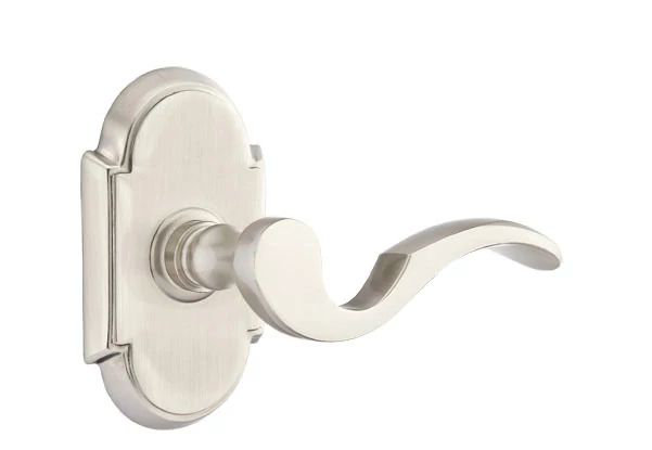 Mortaise intérieure Emtek Passage avec rosette # 8 et levier Cortina, Oui, Nickel satiné