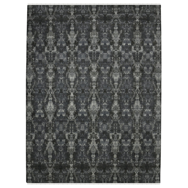 Reversible Hand-Knotted Blue Spot Wool Area Rug 8'x10'