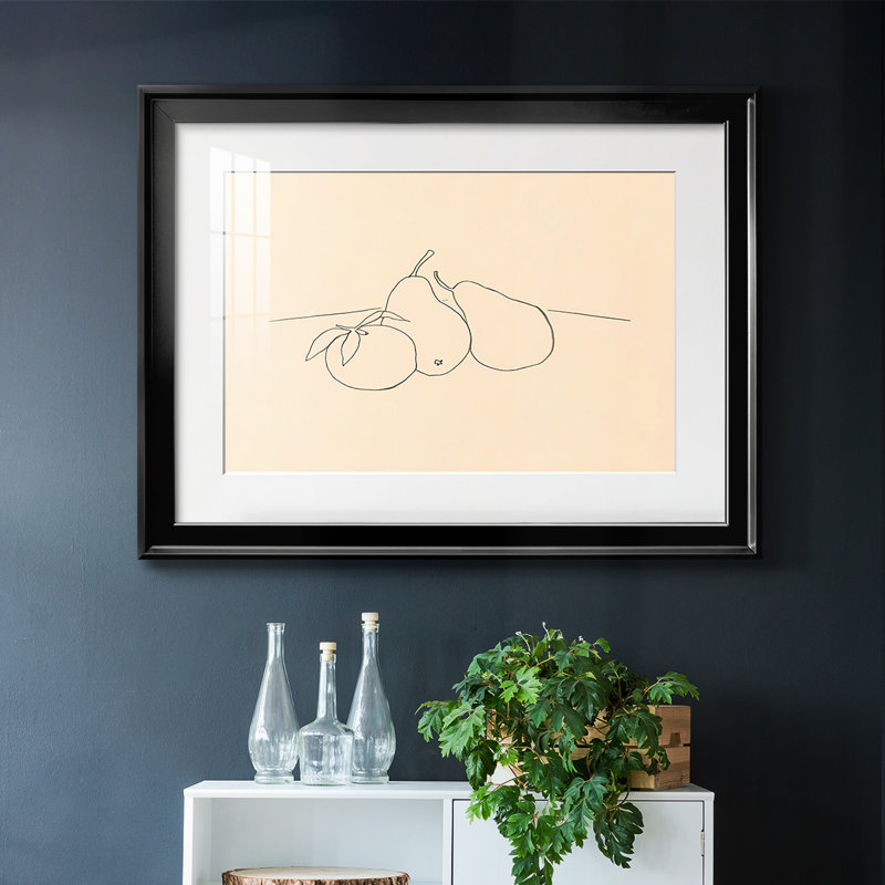 Dessin de fruits IV encadré sur papier, Noir, H 30 po x l 44 po x P 1,5 po
