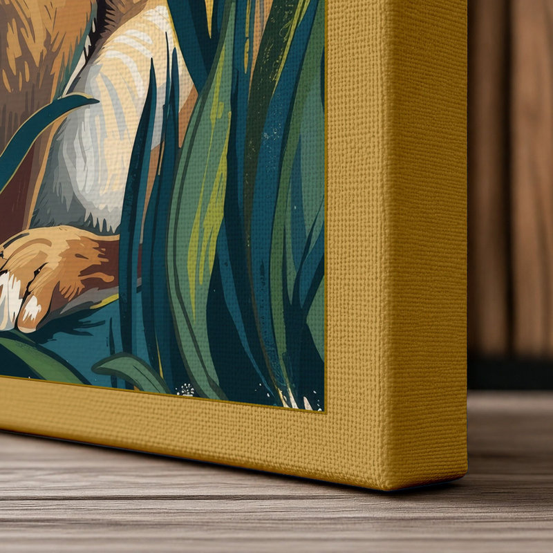 Curious Rabbit Boho - Wrapped Canvas, 24x16 - 61.0 x 40.6 cm, Ochre Border