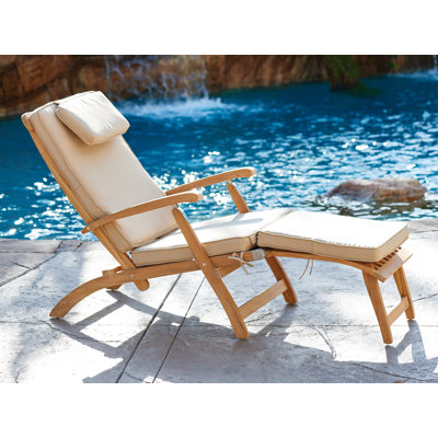 Cripe Anders Teak Outdoor Folding Lounge Deck Chair