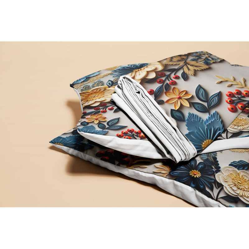 Premium Single Quilt Cover Set, 70% Polyester / 30% Cotton, Duvet Cover 55.1 x 78.7 inches & Pillowcase 23.6 x 23.6 inches | Machine Washable, 120 Thread Count, Button Closure for Duvet, Envelope Closure for Pillowcase