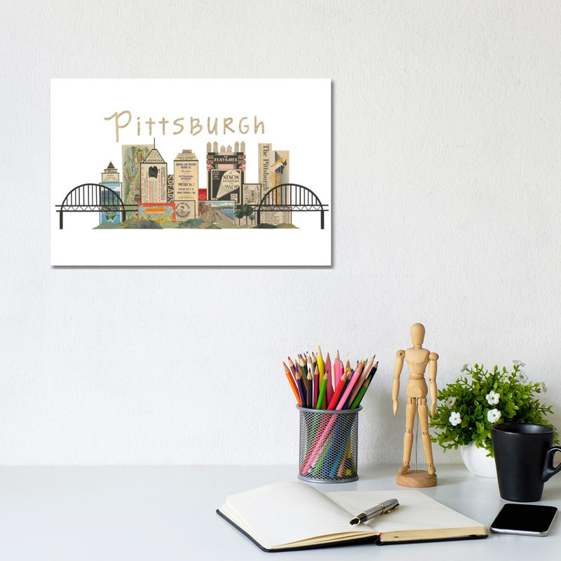 Pittsburgh Horizontal Skyline by Paper Cutz - Wrapped Canvas Print, 20.32 cm H x 30.48 cm W