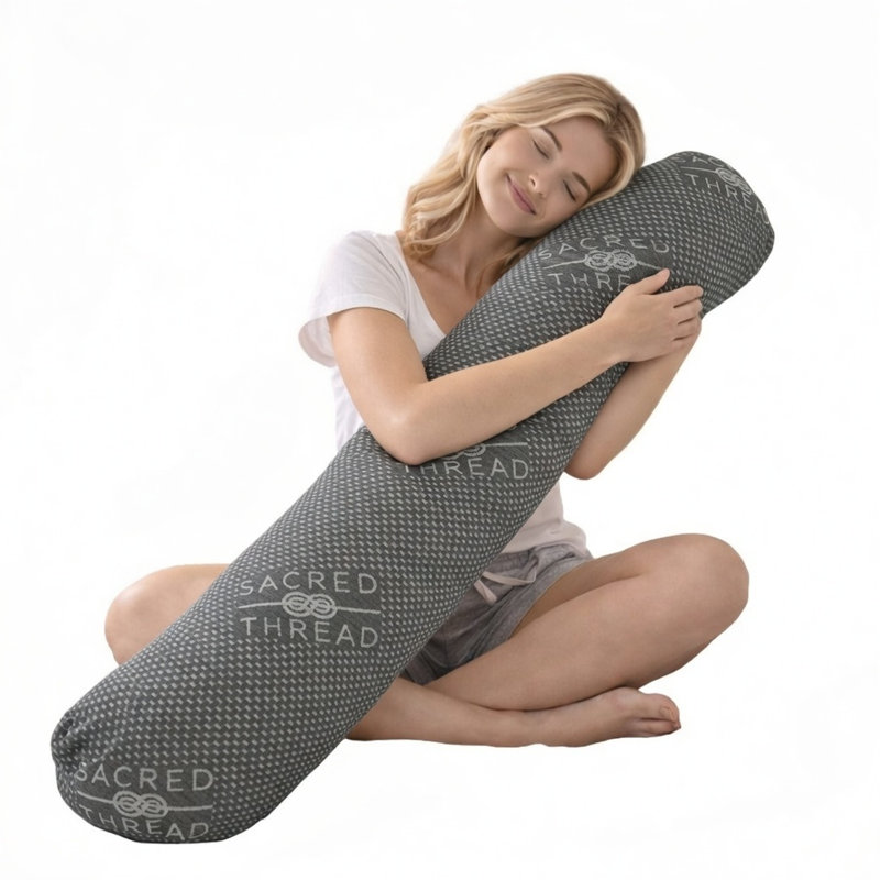 46.5”x8” Cylinder Body Pillow with Cooling Bamboo Cover, Long, Soft And Supportive, Gray