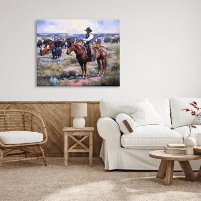 "Stupell Industries Cowboy Herding", reproduction d'art sur toile par Jack Sorenson
