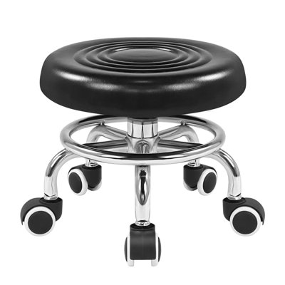 Roller Seat PU Leather Rolling Stools with Wheels Nail Stool for Home Work Office Shop Step Stool