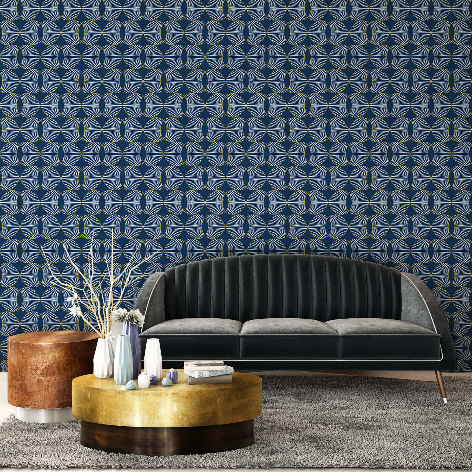 Lomé Wallpaper Roll, Marine, Peel & Stick, Self-adhesive