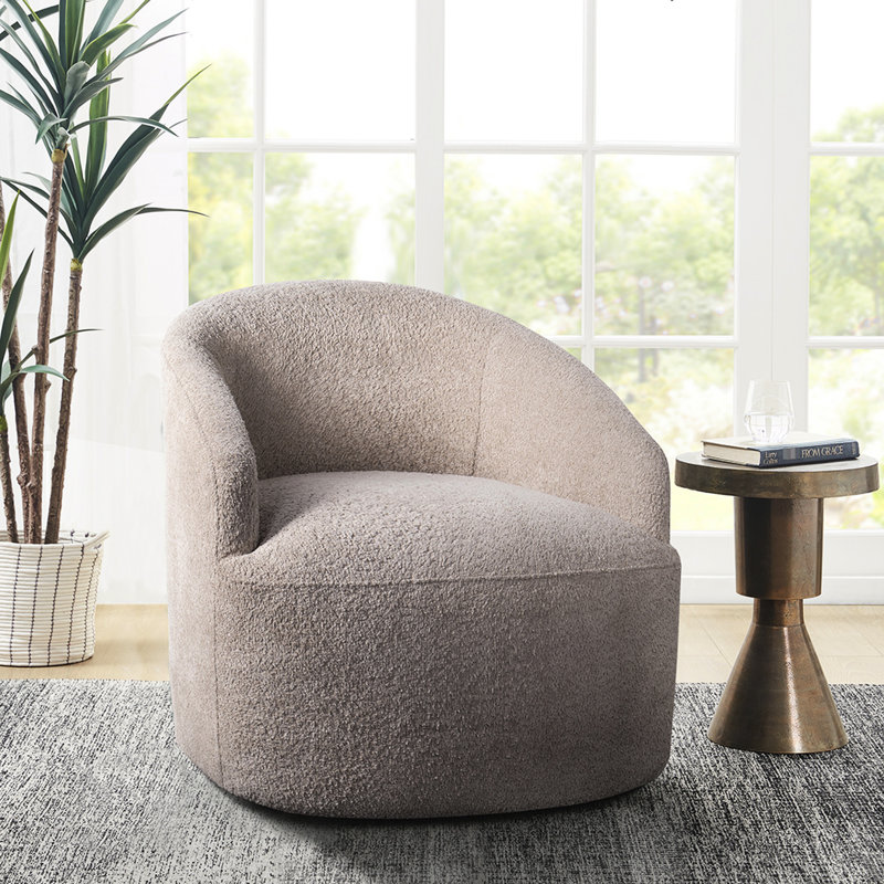 Confortable fauteuil pivotant à 360 degrés en beige - Bureau à domicile pivotant avec revêtement inclinable latéral