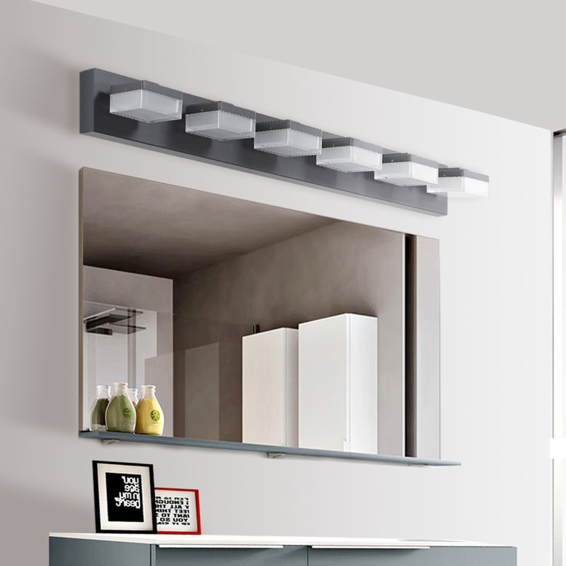 6 - Miroir de salle de bain noir à DEL - Convient aux luminaires de salle de bain et de maquillage, Noir mat
