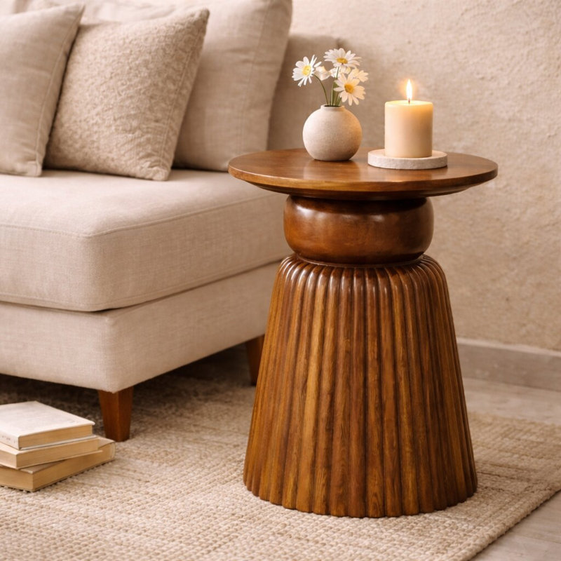 Table d'appoint ronde Amber Oak