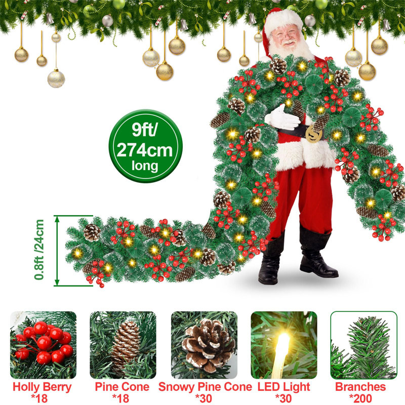 30cm Lighted Garland with Lights
