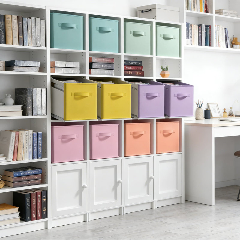 Collapsible Fabric Storage Bins With Handles - 12 Pack Foldable Storage Cubes For Organizing Clothes, Toys, Books - Sturdy Nonwoven Baskets For Shelves, Closets, And Organizers