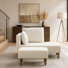 Chaise longue d'intérieur rembourrée en chenille de 181 cm de large avec repose-pieds