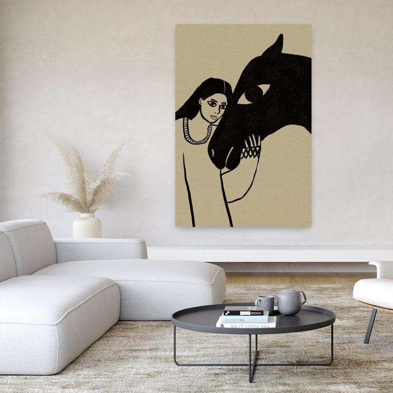 «Serene Woman Horse Bond», art serein minimaliste serein