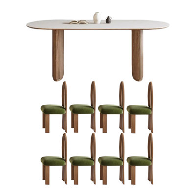 Home ash wood solid wood oval table set