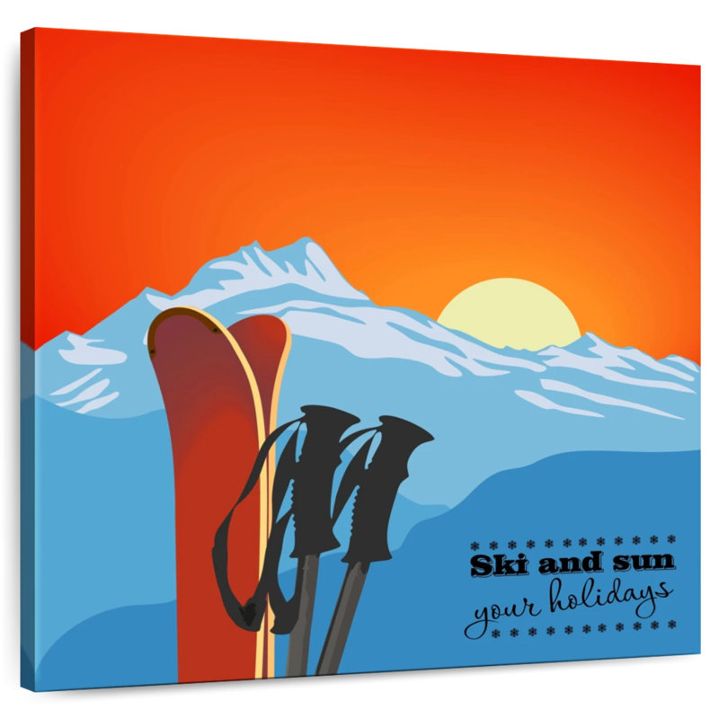 Ski et soleil, H 16 po x l 16 po