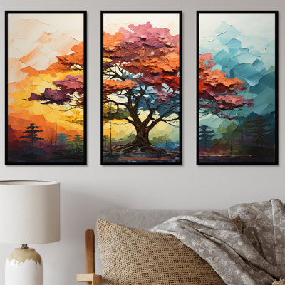 Multicolore fauve résonant séquoia arbre I - ensemble d'art sur toile arbre séquoia